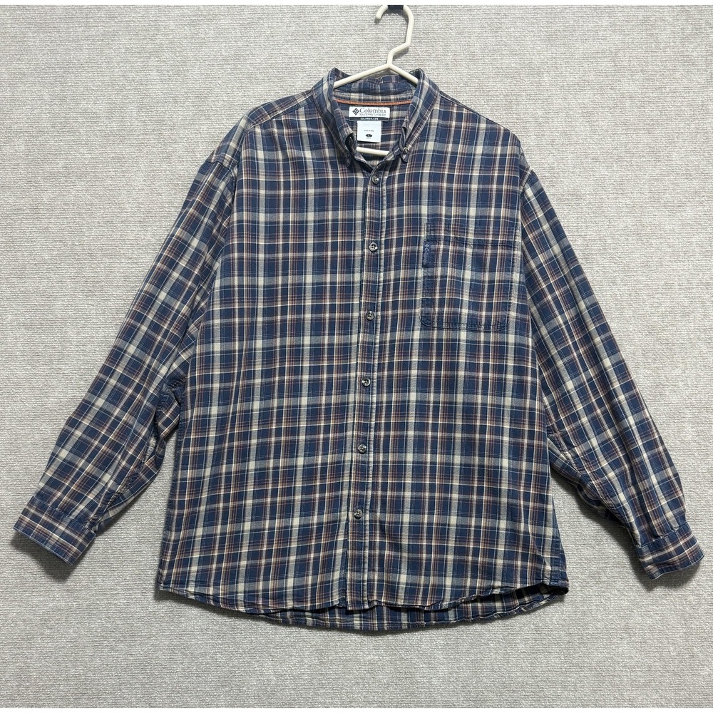 Columbia‎ Shirt Mens Large Plaid Flannel Button Down Long Sleeve Casual Outdoors